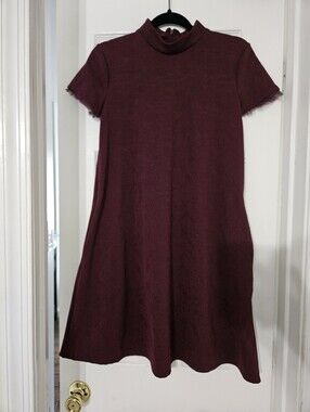 Simply Vera Vera Wang Burgundy Textured Mock Neck Dress